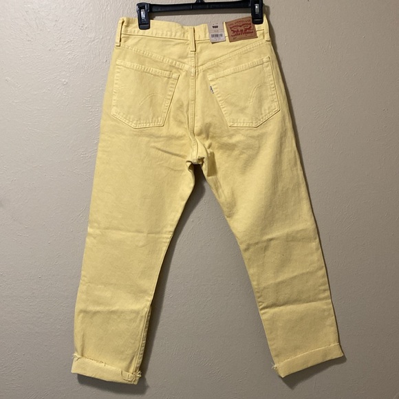 Levi’s 501 Original 100% Cotton Cropped Hi-Rise Straight Leg yellow jeans 38x26 - Picture 5 of 14